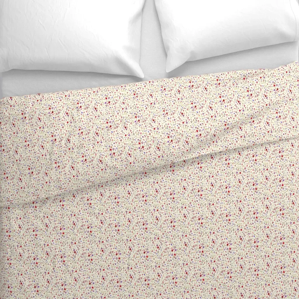 Quilt Square Tiny Flowers Duvet Cover - Cream alternate view