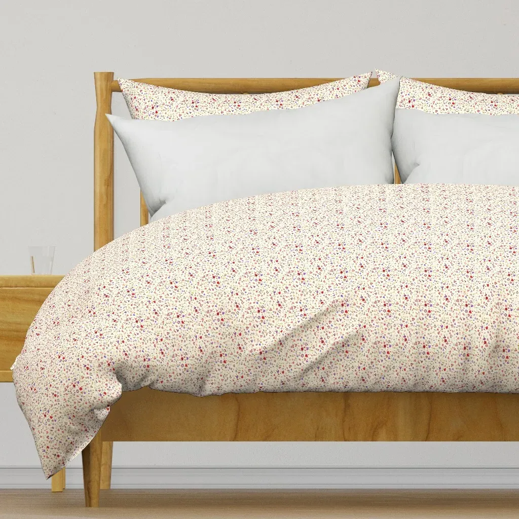 Quilt Square Tiny Flowers Duvet Cover - Cream product