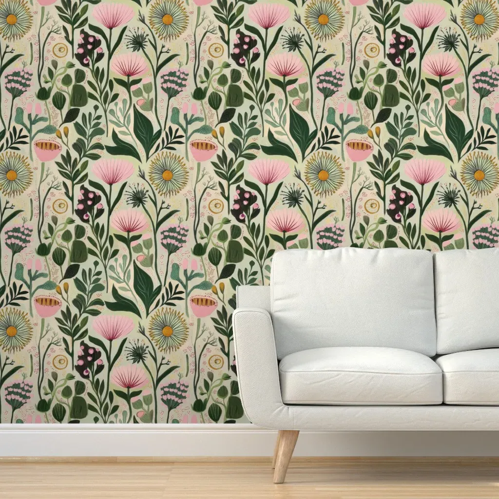 Quirky Flowers Peel and Stick Wallpaper - Pink product