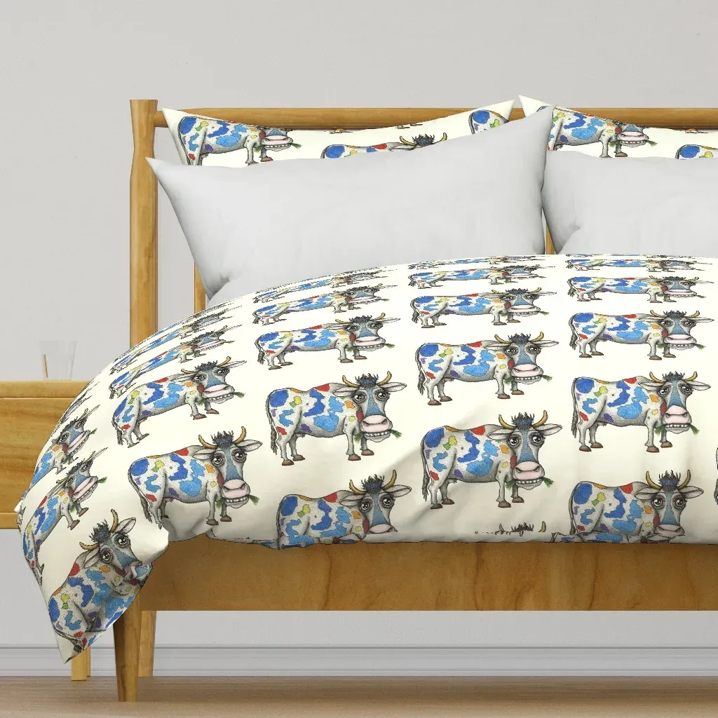 Quirky Rainbow Cow Jumbo Large Duvet Cover - Gray product