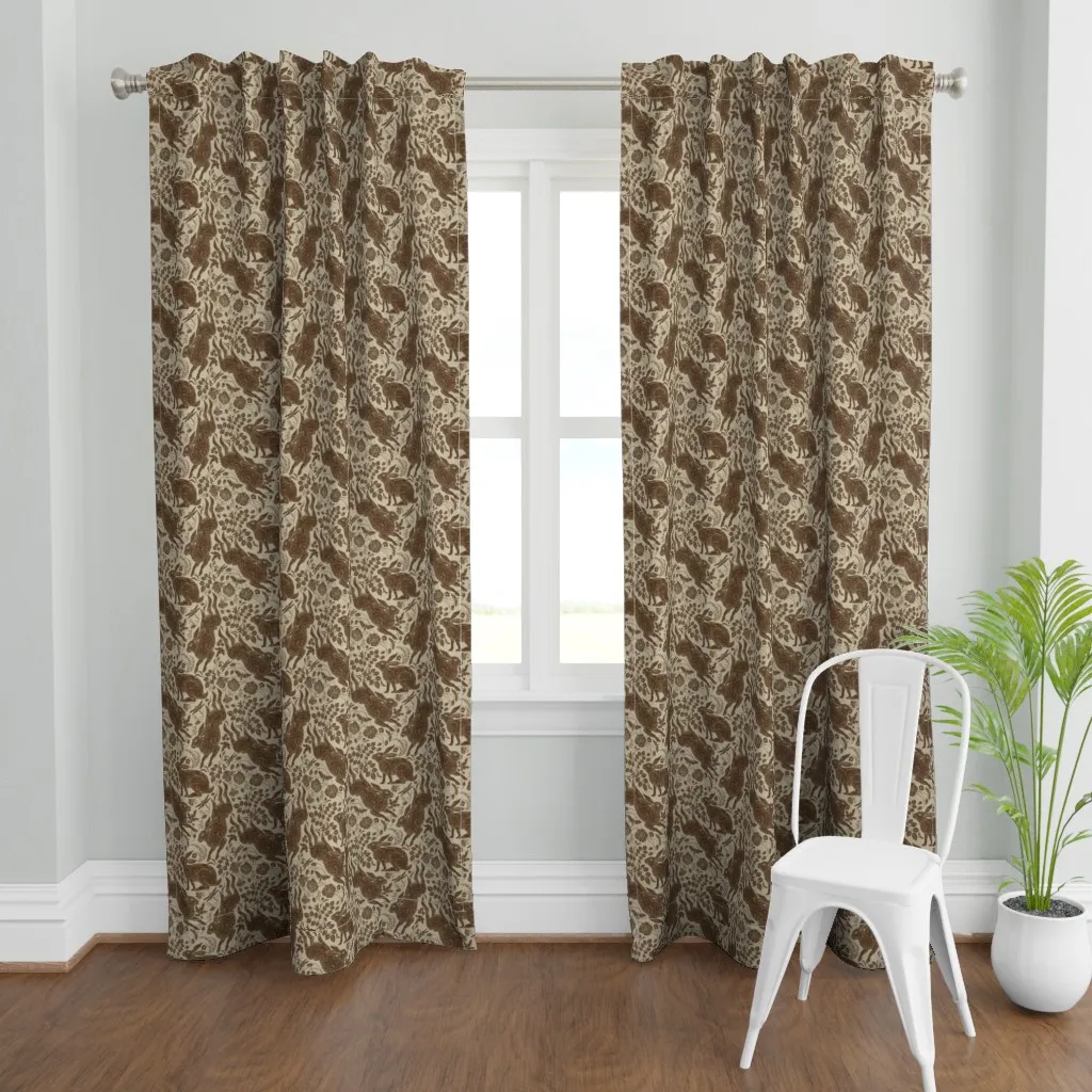 Rabbit On Linen Curtain Panel - Brown product