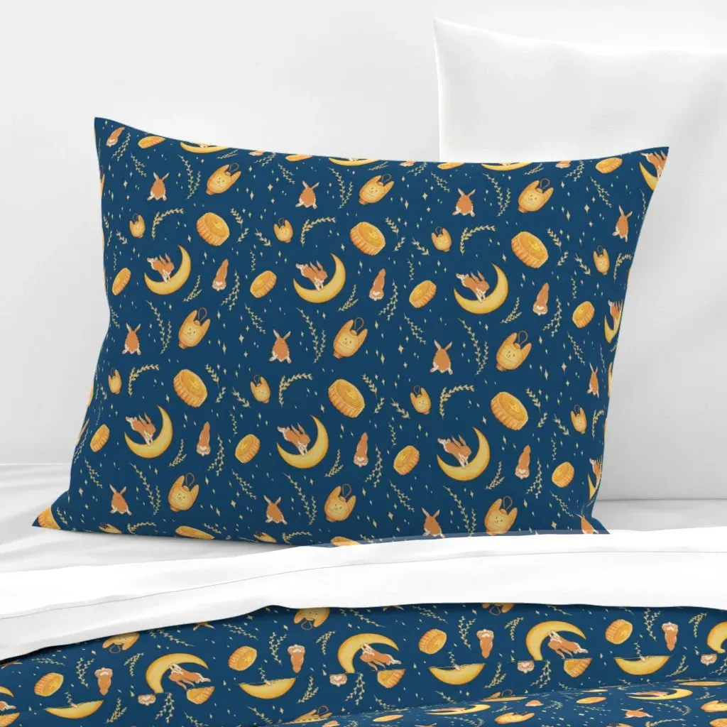 Rabbits Of The Moon Harvest Standard Pillow - Gold, Cotton Sateen product
