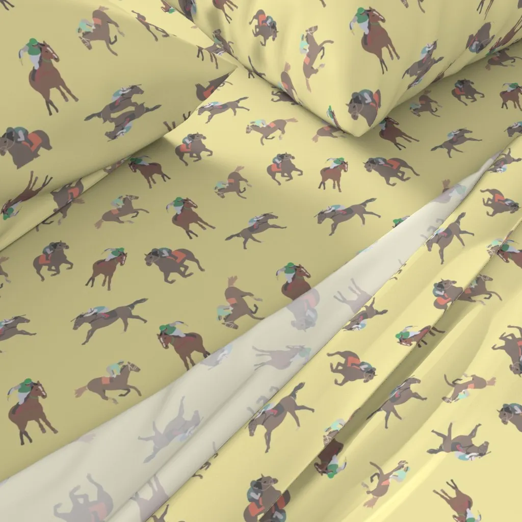 Racing Horses Queen Size Sheet Set - Brown alternate view