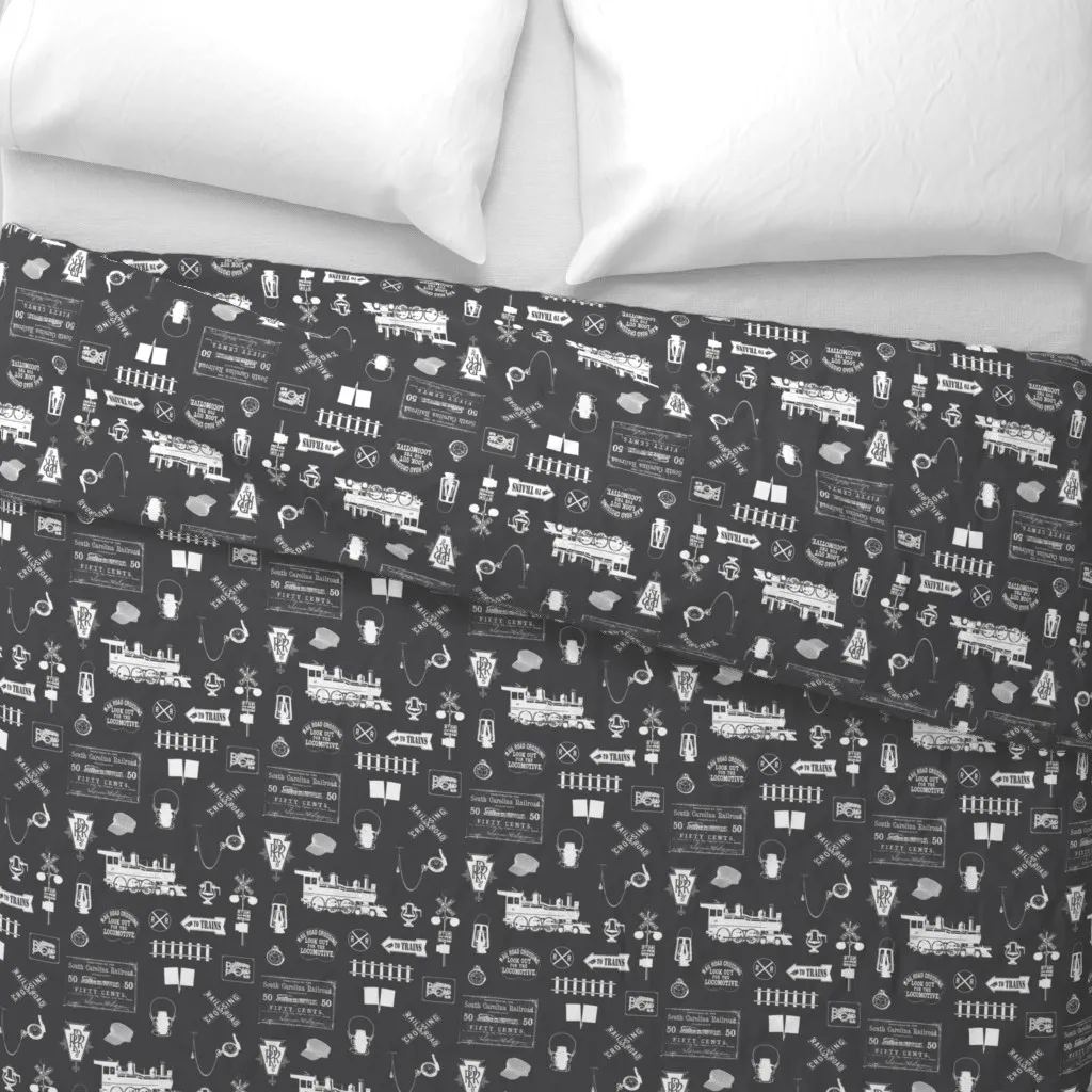 Railroad Symbols Duvet Cover - Charcoal alternate view