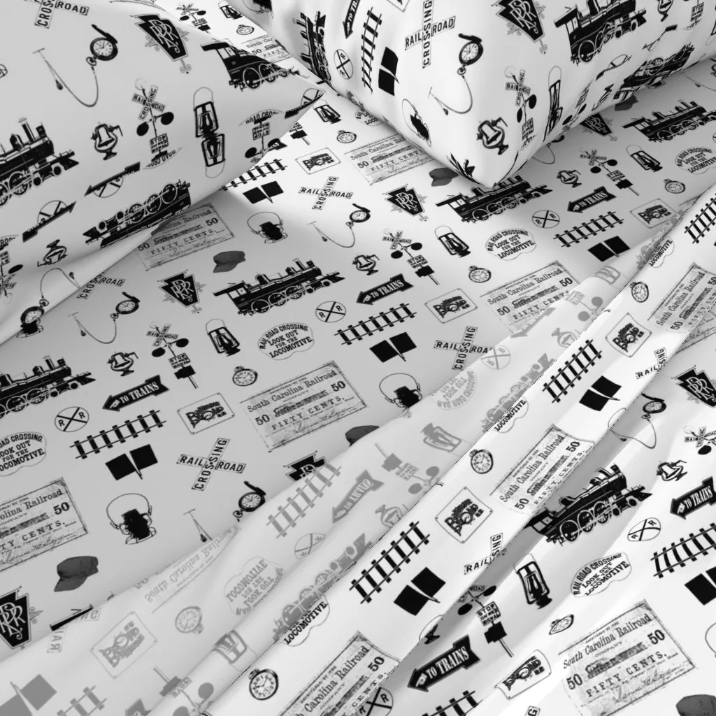 Railroad Symbols Twin Sheet Set - Black alternate view