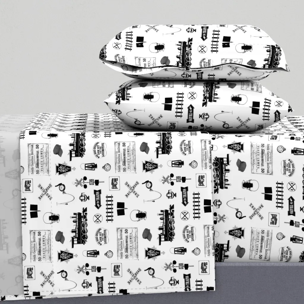 Railroad Symbols Twin Sheet Set - Black product