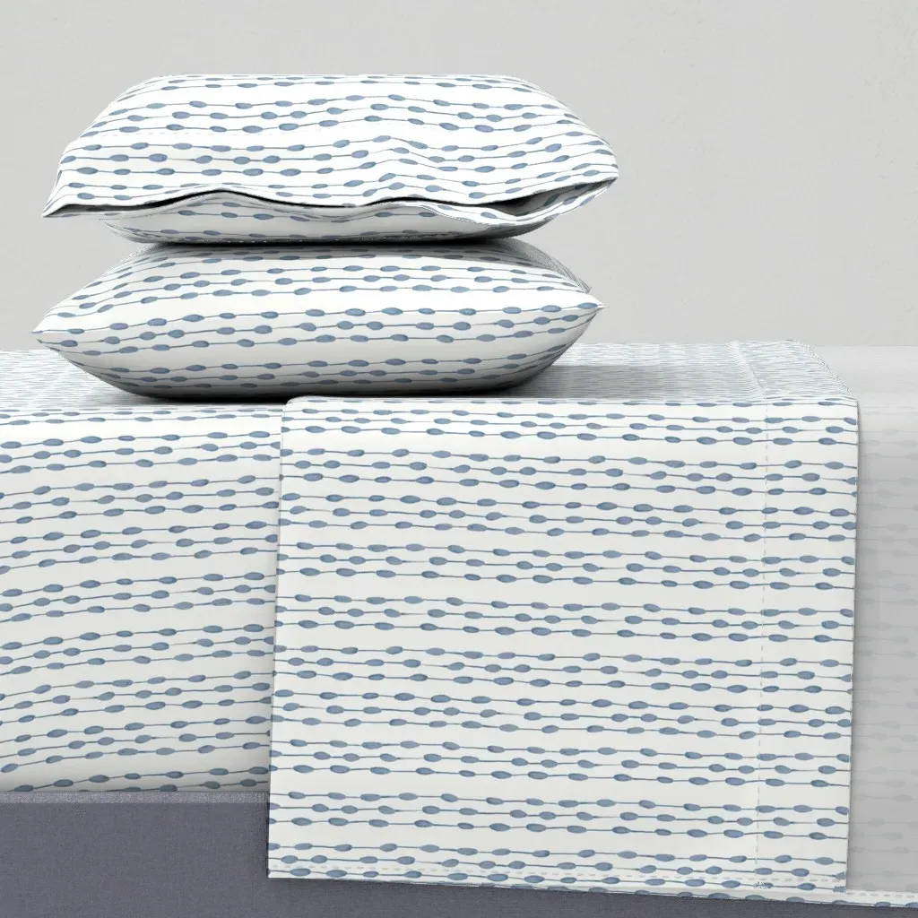 Rain Midmod Vertical Stripe Queen Sheet Set - Dusty Blue product