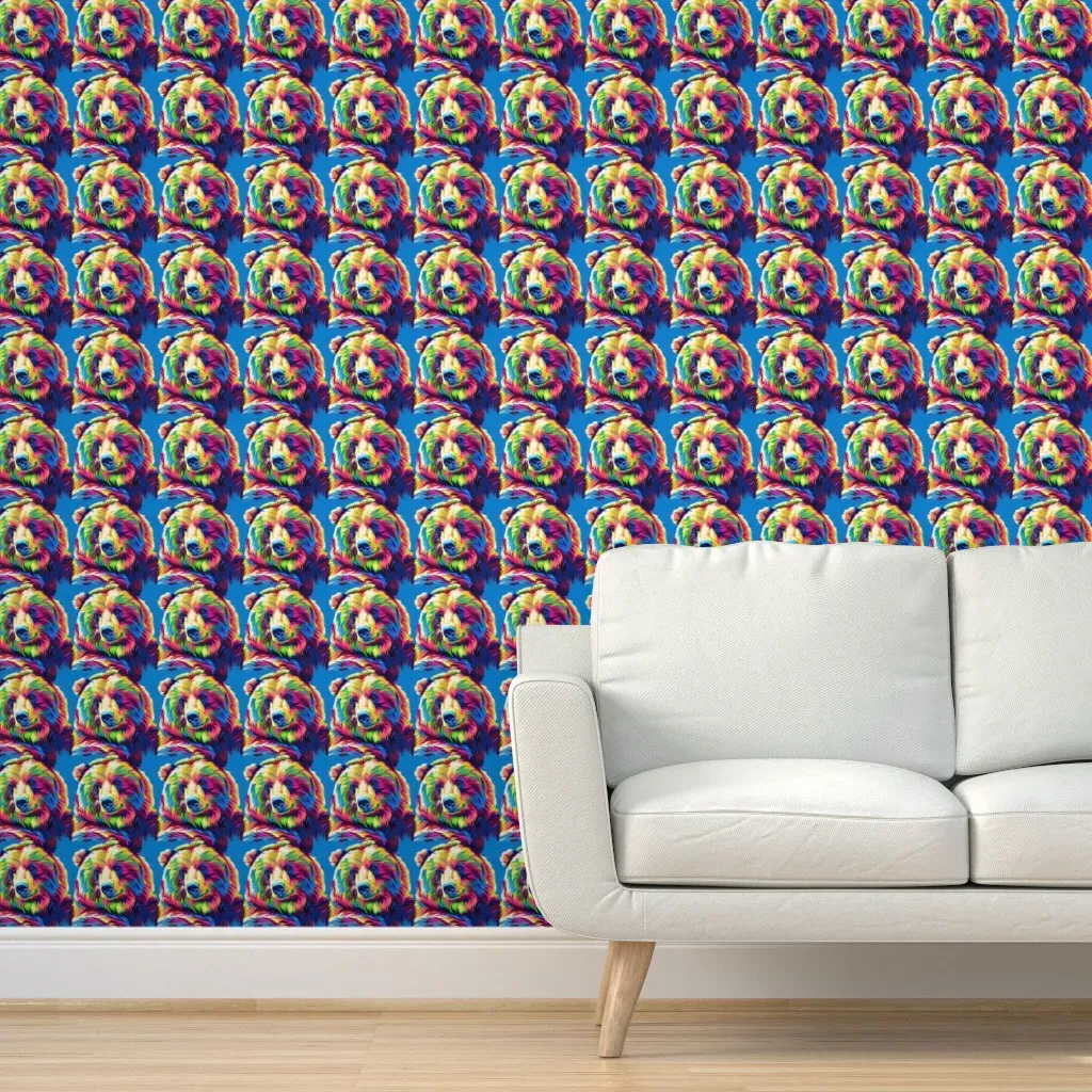 Rainbow Bear Peel and Stick Wallpaper - Blue product