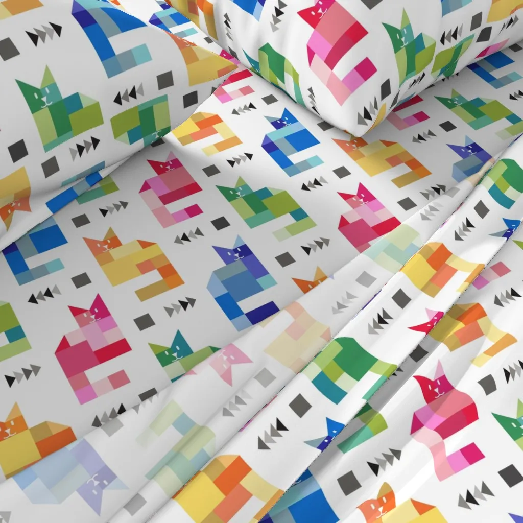 Rainbow Cat Quilt King Sheet Set - Multicolored alternate view