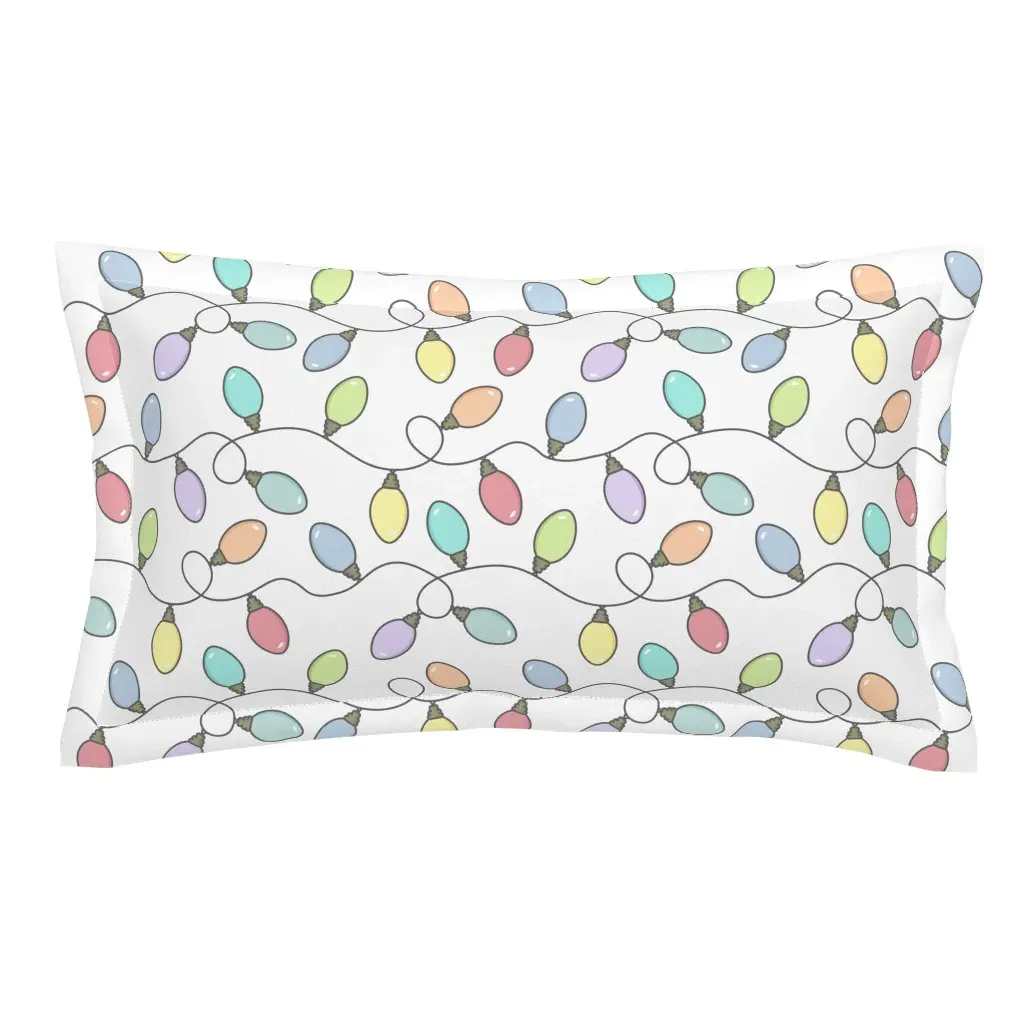 Rainbow Christmas Lights King Size Pillow Sham - Pastel Pink product