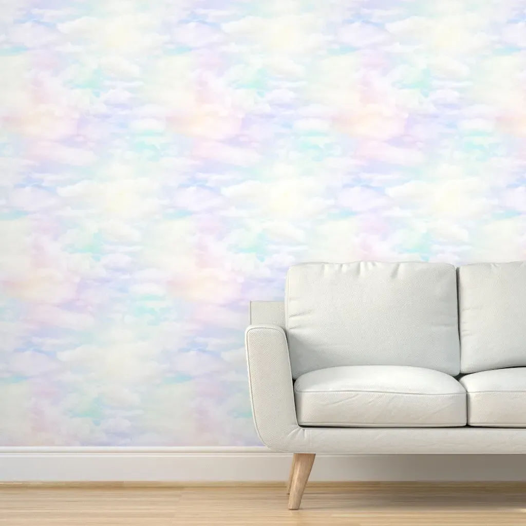 Rainbow Clouds Peel and Stick Wallpaper - Light Blue product