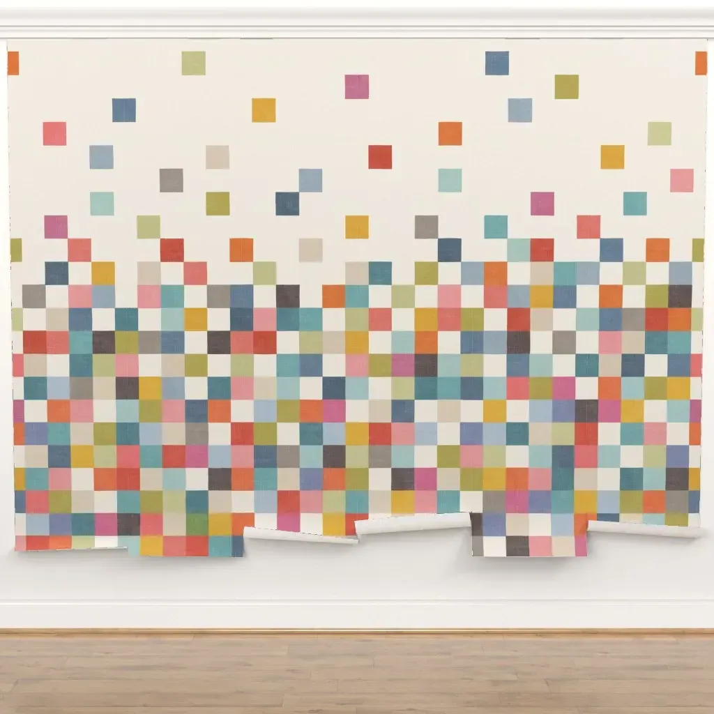 Rainbow Confetti Tiles Peel and Stick Wall Mural - Checkerboard product