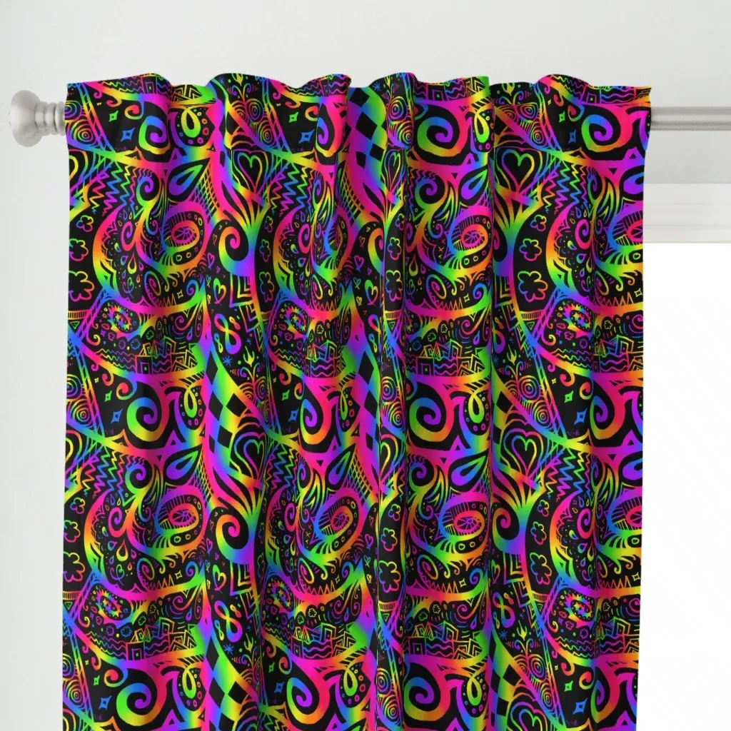 Rainbow Doodles Curtain Panel - Multicolor alternate view
