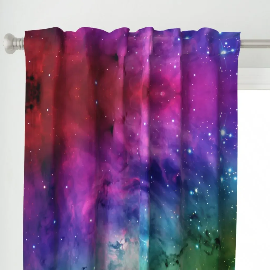 Rainbow Galaxy Nebula Curtain Panel - Purple alternate view