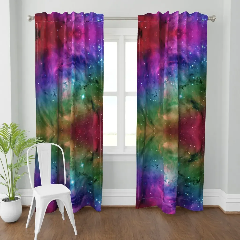 Rainbow Galaxy Nebula Curtain Panel - Purple product