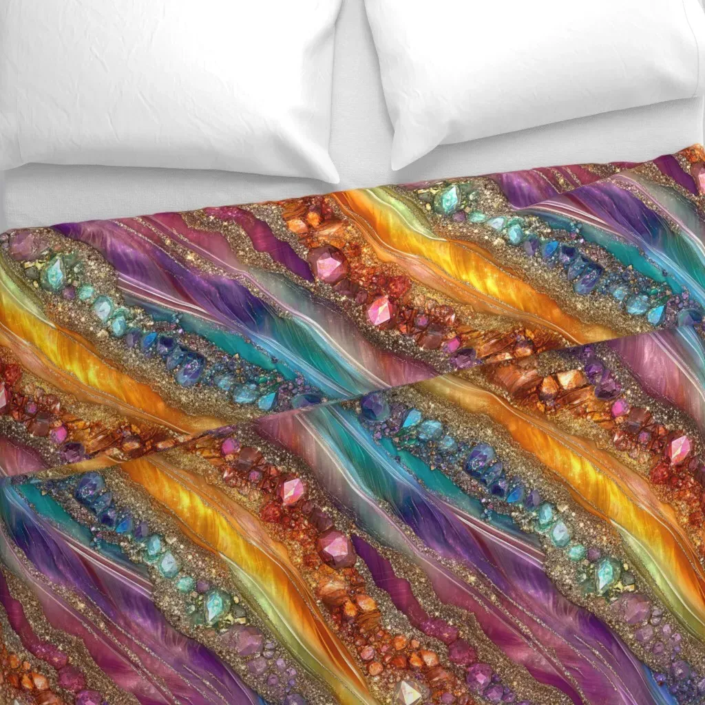 Rainbow Geode Stripes Extra Duvet Cover - Orange alternate view