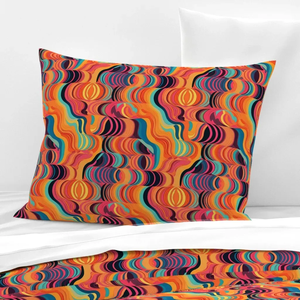 Rainbow Groove Standard Knife Edge Pillow - Orange, Cotton Sateen product