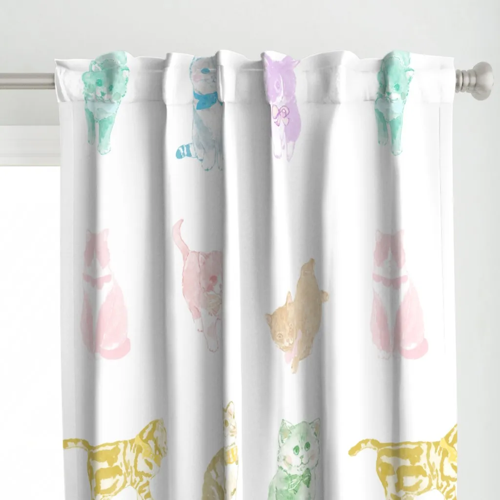 Rainbow Kittens Curtain Panel - Pastel Pink alternate view