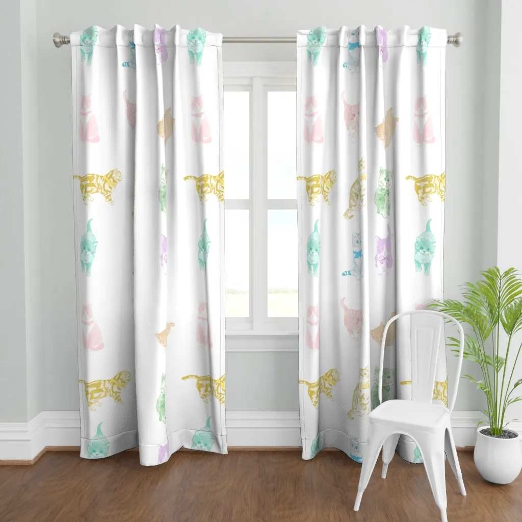 Rainbow Kittens Curtain Panel - Pastel Pink product