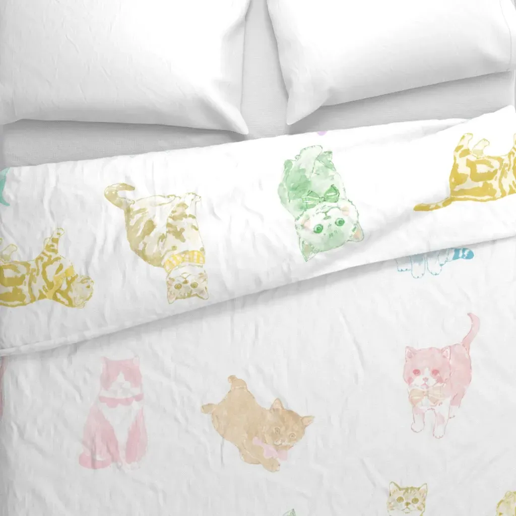 Rainbow Kittens Duvet Cover - Pastel Pink alternate view