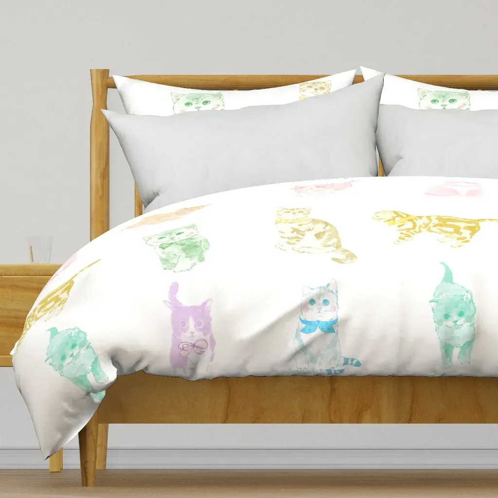 Rainbow Kittens Duvet Cover - Pastel Pink product