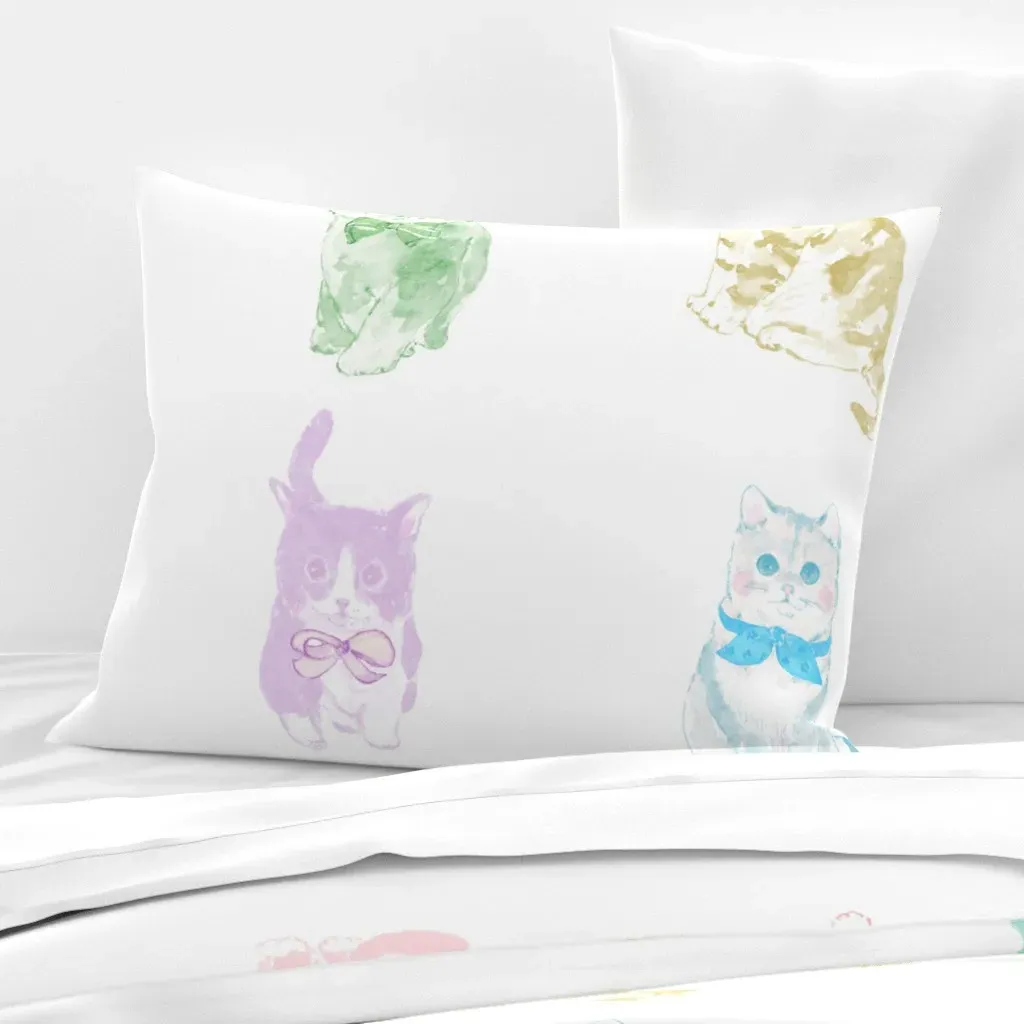 Rainbow Kittens Standard Knife Edge Cushion Cover - Pastel Pink, Cotton product
