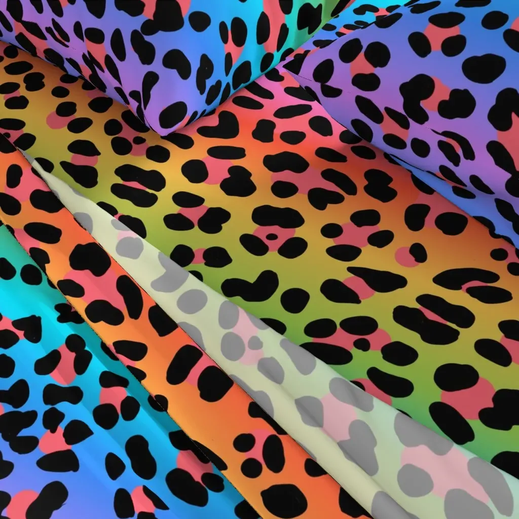 Rainbow Leopard Print Retro 80S Queen Sheet Set - Pink alternate view