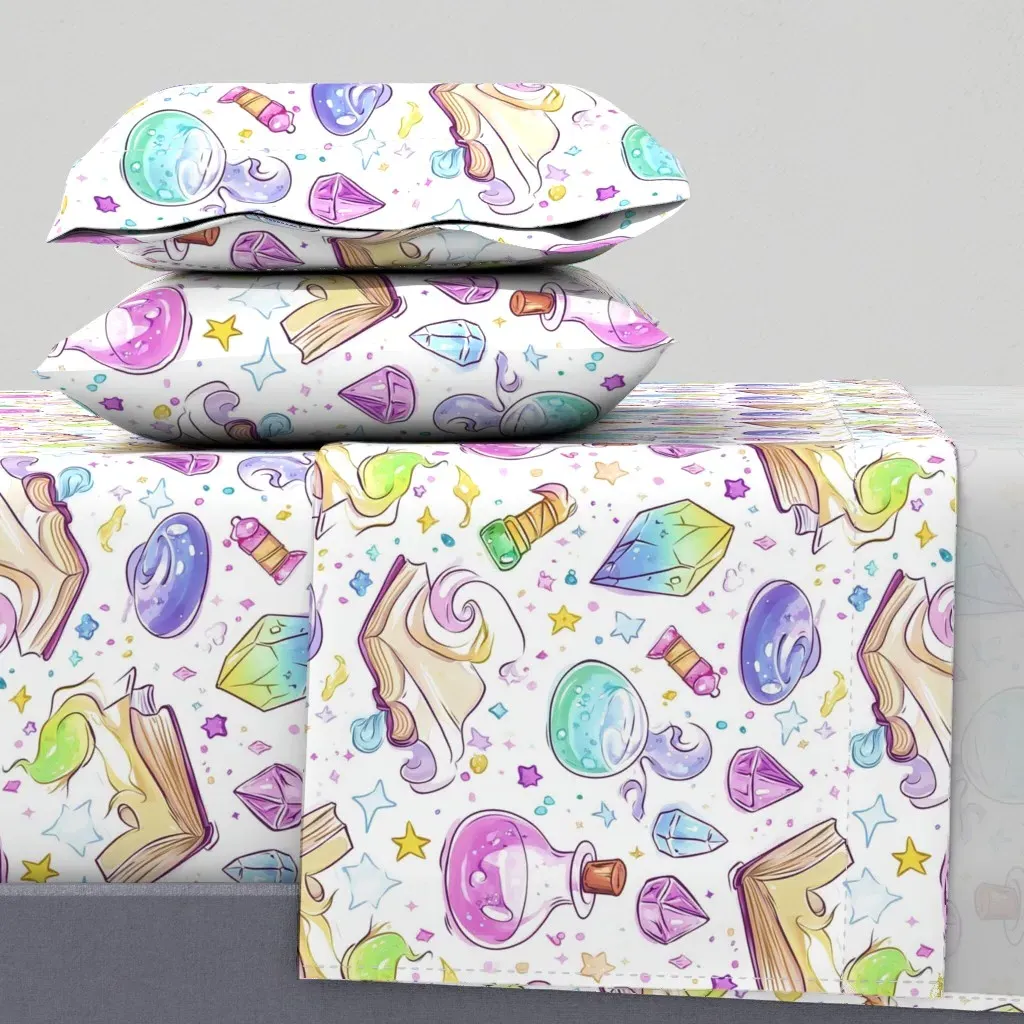 Rainbow Mystical Fantasy Dreamscape Queen Sheet Set - Pink product