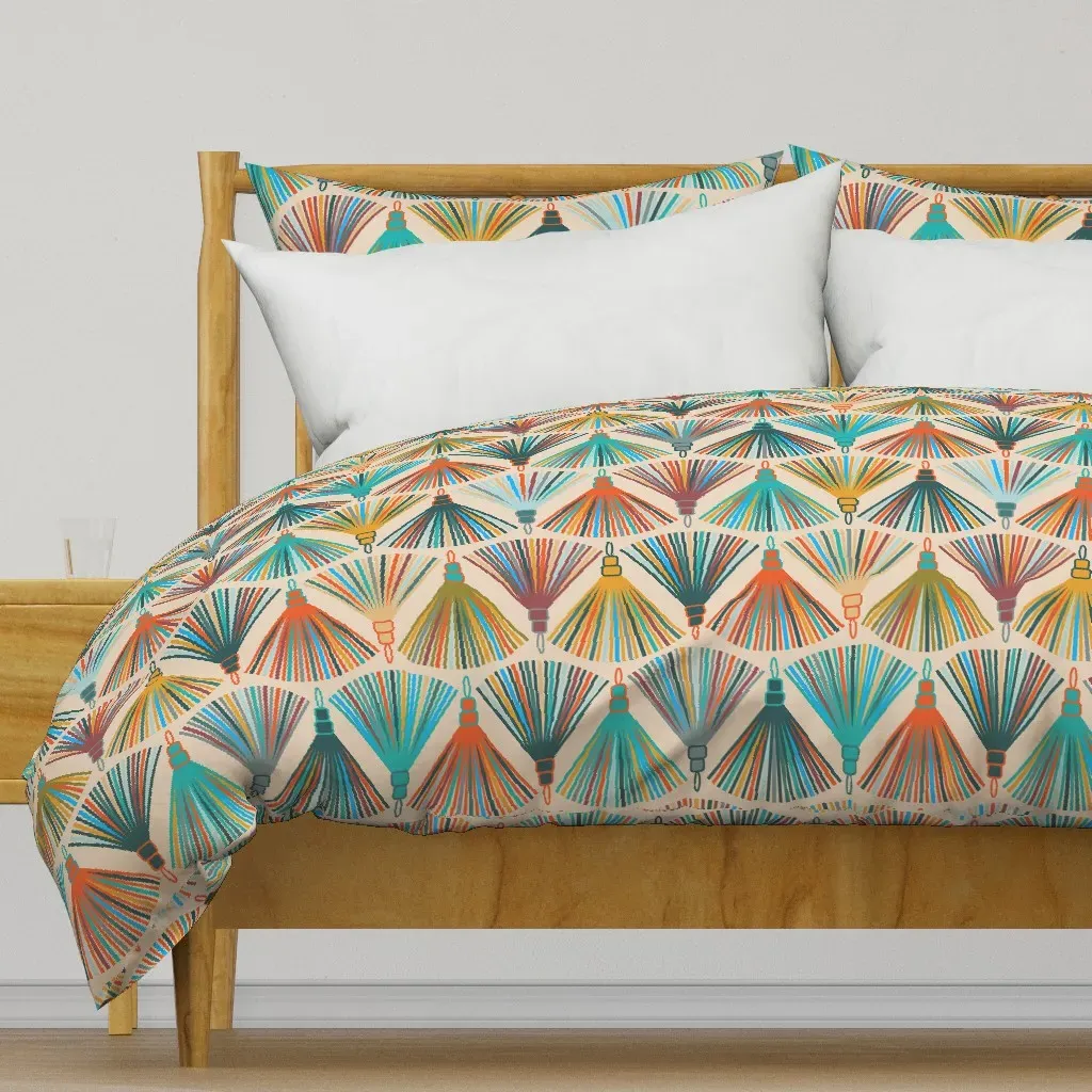 Rainbow Of Tassels Duvet Cover - Teal product
