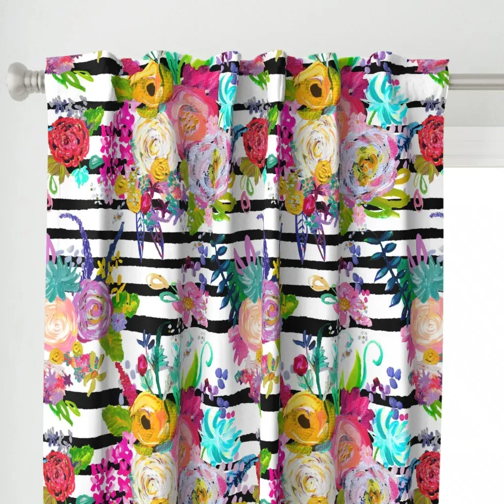Rainbow Painted Garden Curtain Panel - Pink alternate view