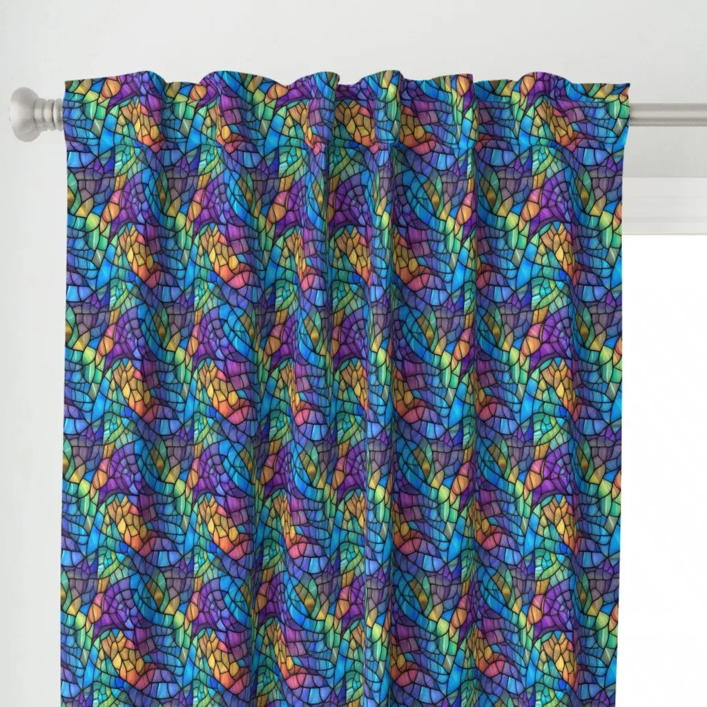 Rainbow Stained Glass Curtain Panel - Blue alternate view