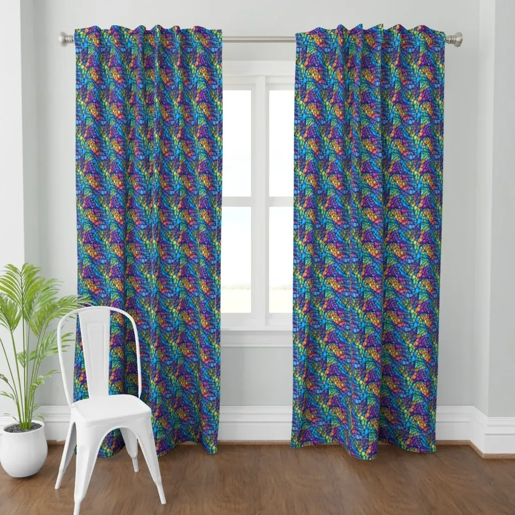 Rainbow Stained Glass Curtain Panel - Blue product