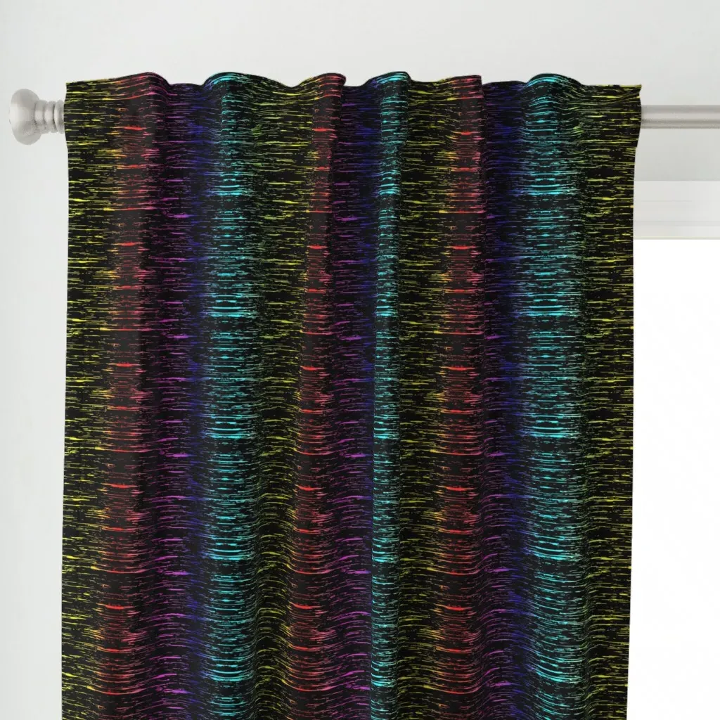 Rainbow Textures Dark Curtain Panel - Black alternate view