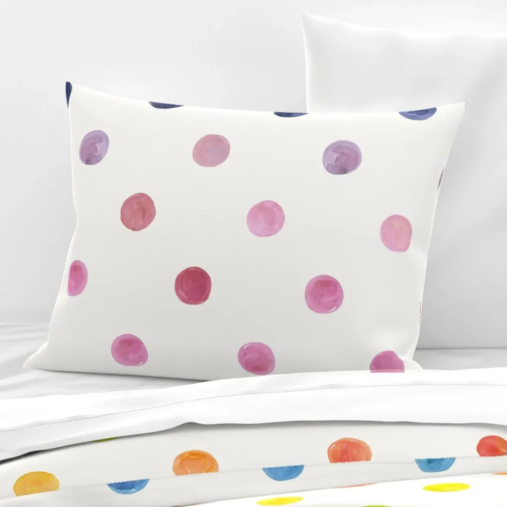 Rainbow Watercolor Dots Standard Knife Edge Cushion - Cotton Sateen product