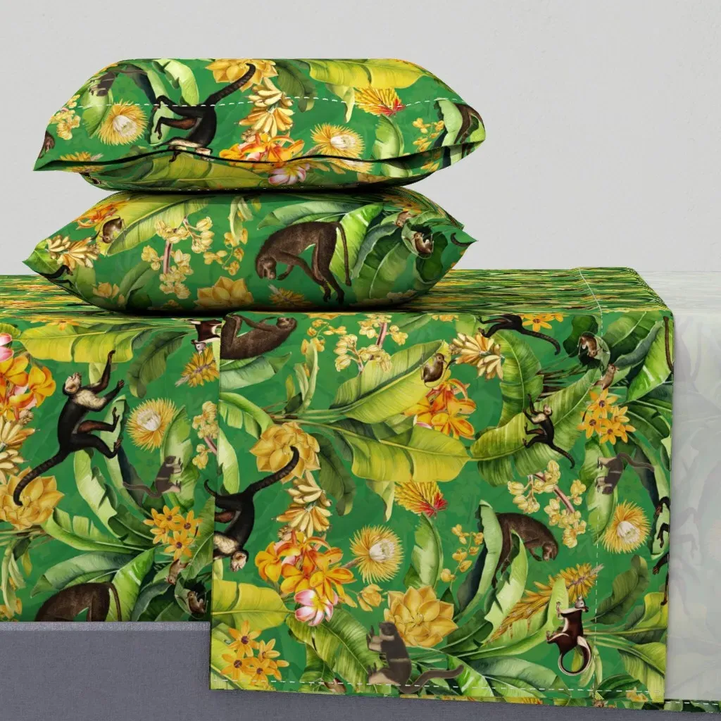 Rainforest Banana Palm Tree Queen Sheet Set - Green product
