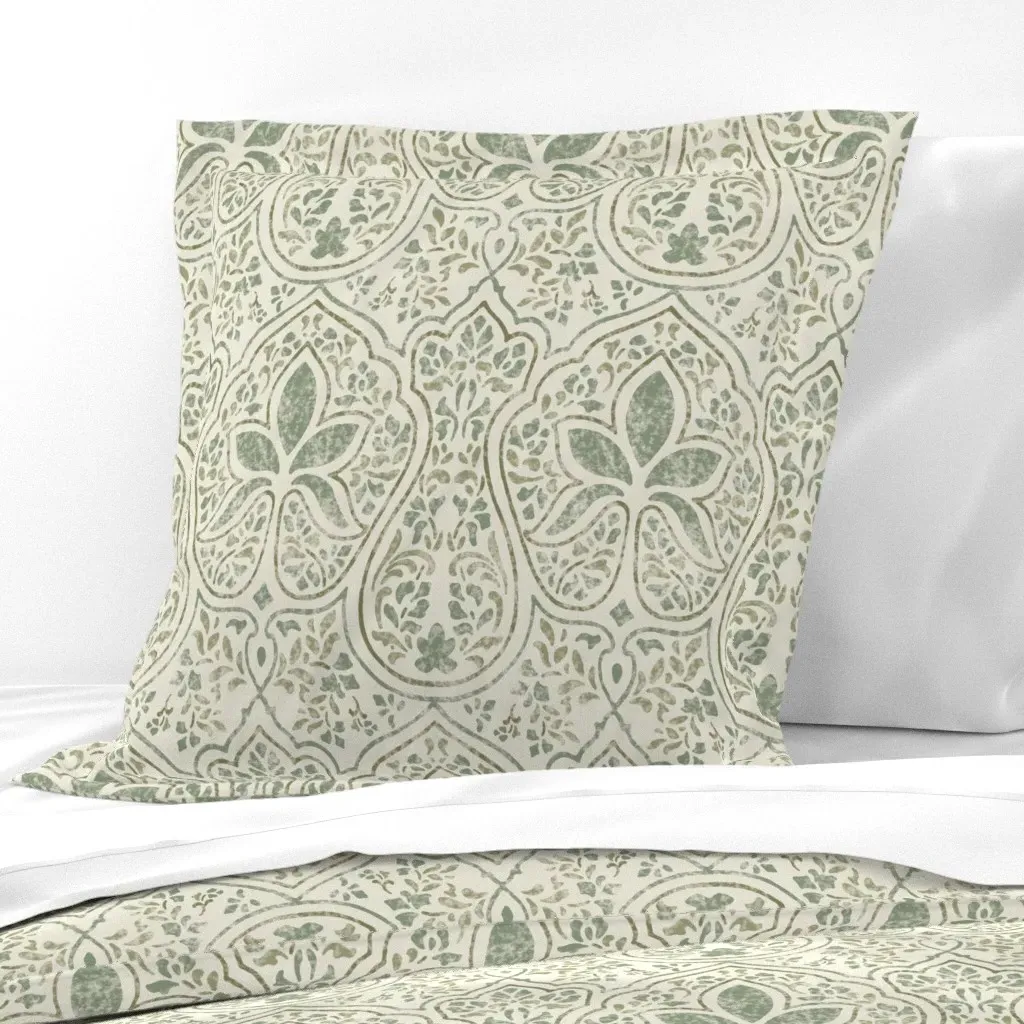 Rajkumari Batik Colorway 6 Euro Pillow Sham - Sage Green product