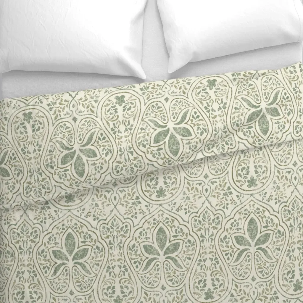 Rajkumari Batik Custom Duvet Cover - Sage Green alternate view