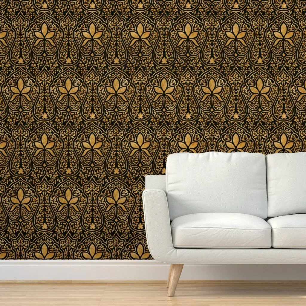 Rajkumari Batik Peel and Stick Wallpaper - Black, Gold product
