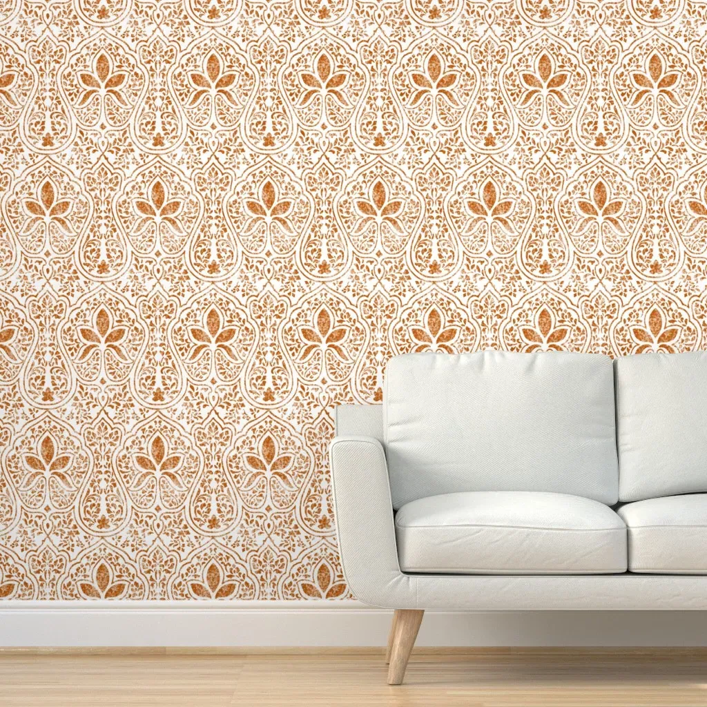 Rajkumari Batik Peel and Stick Wallpaper - Orange, White product