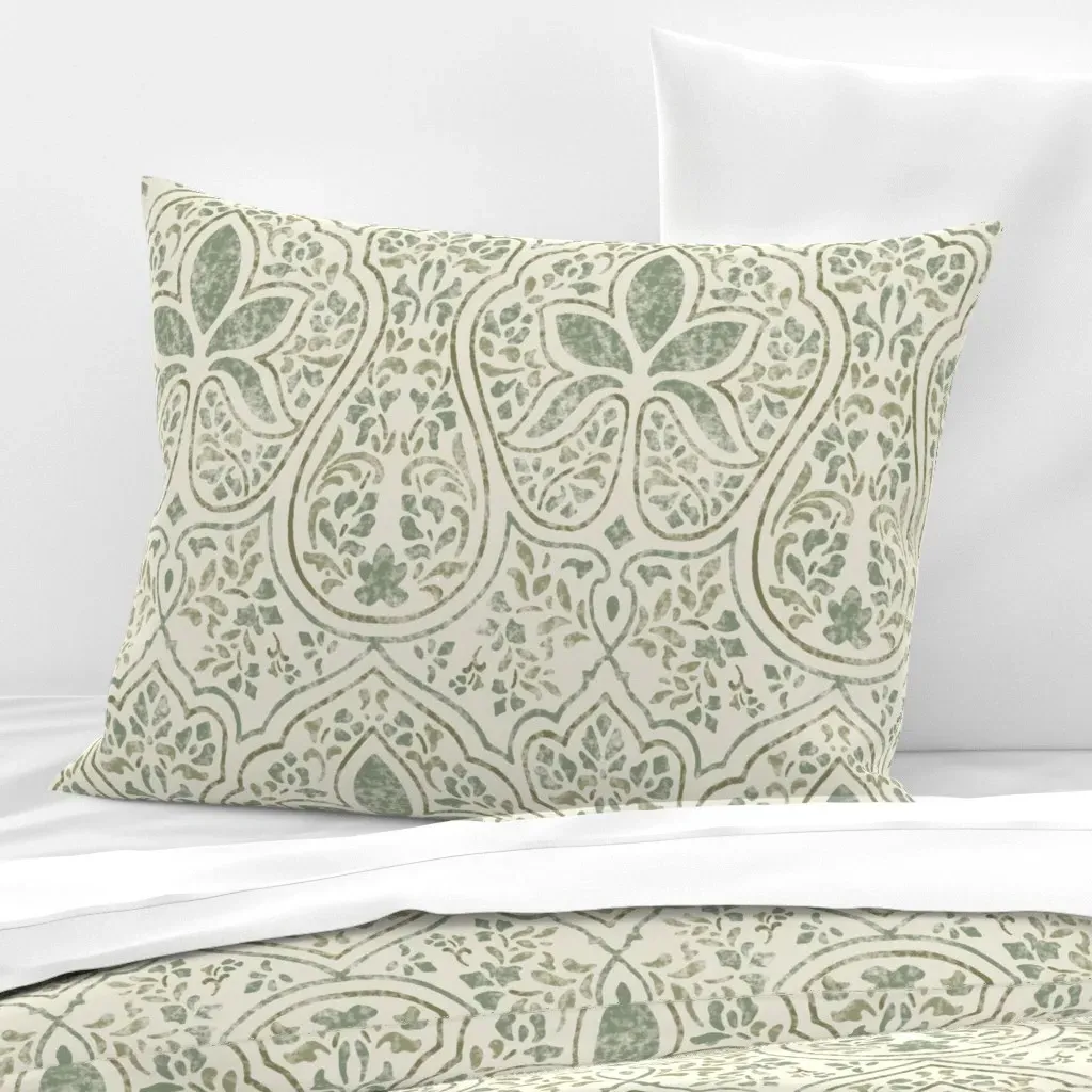 Rajkumari Batik Standard Knife Edge Pillow - Green, Cotton Sateen product