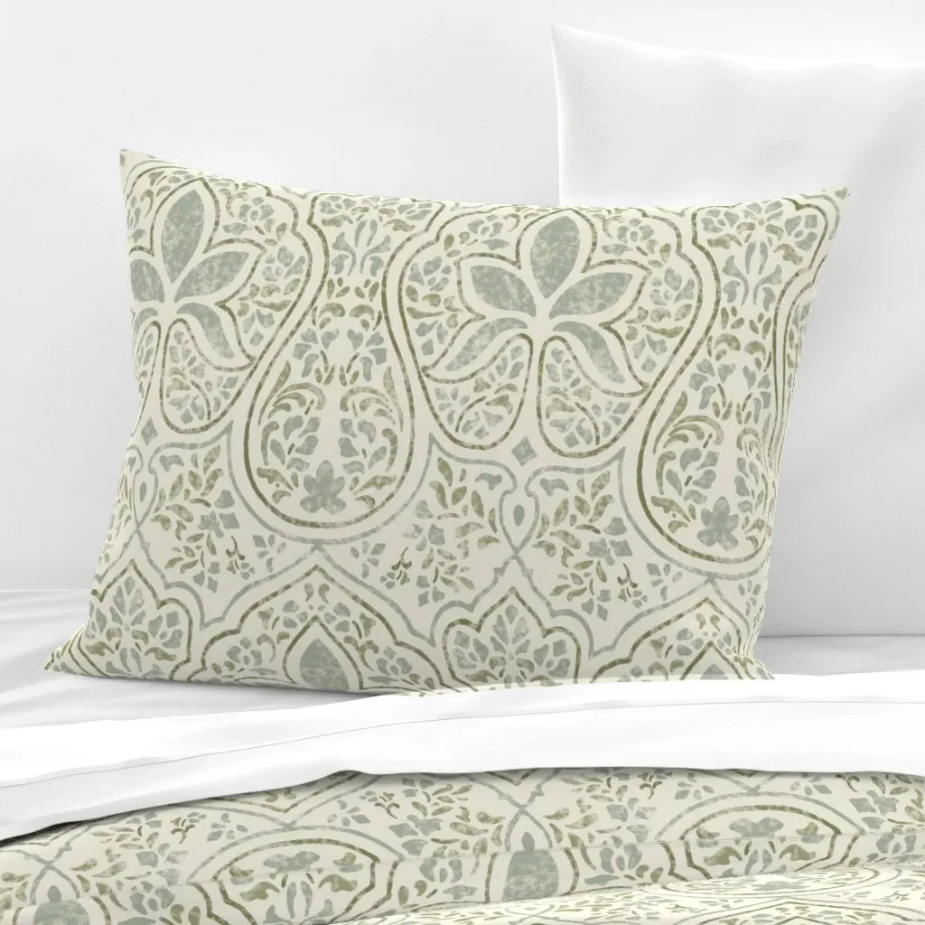 Rajkumari Batik Standard Knife Edge Pillow - Sage Green, Cotton Sateen product