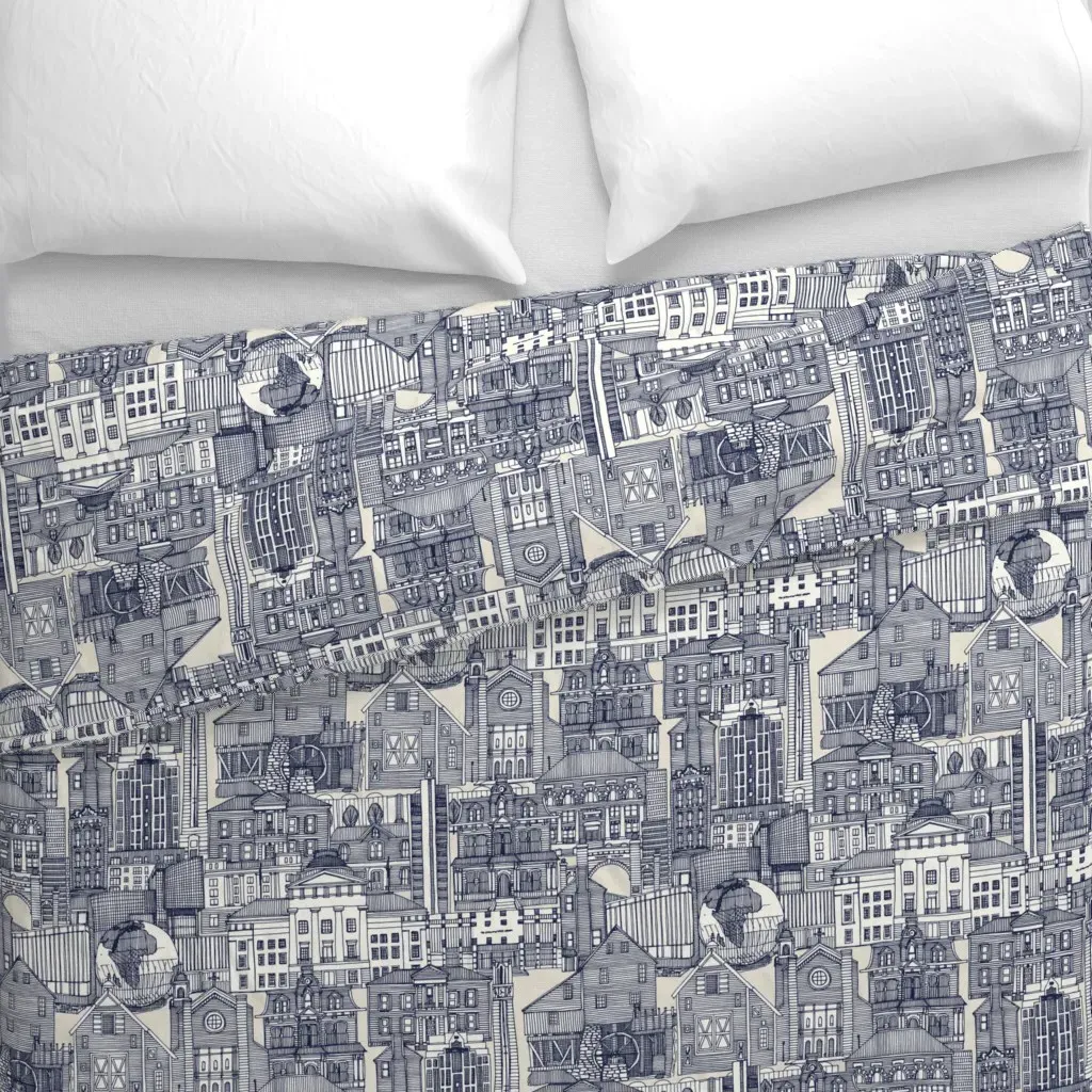 Raleigh NC Toile Duvet Cover - Navy Blue alternate view