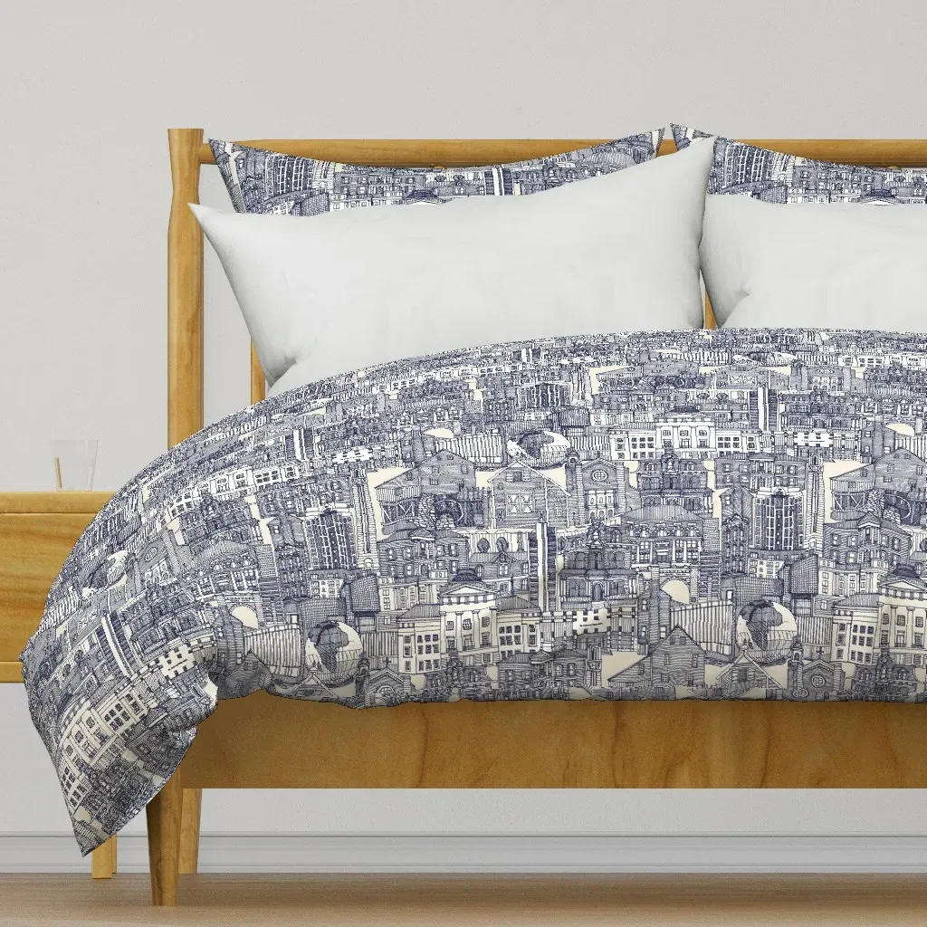 Raleigh NC Toile Duvet Cover - Navy Blue product