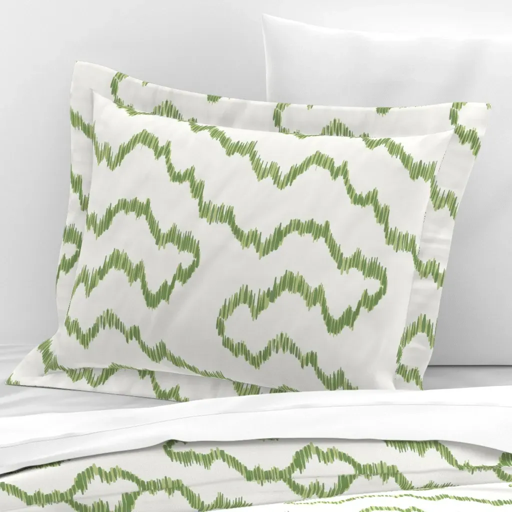 Rambling Ikat Grass Wide Standard Flanged Cushion Cover - Green, Cotton Sateen product