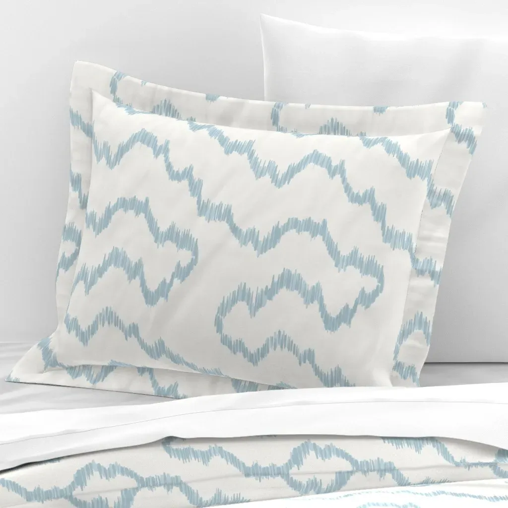 Rambling Ikat Standard Flanged Pillowcase - French Blue, Cotton Sateen product