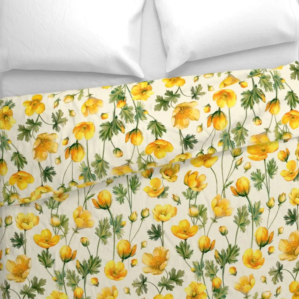 Ranunculus Buttercup Ditsy Duvet Cover - Yellow alternate view