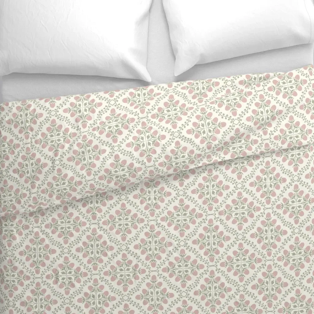 Raspberry Garden Trellis Duvet Cover - Pink alternate view
