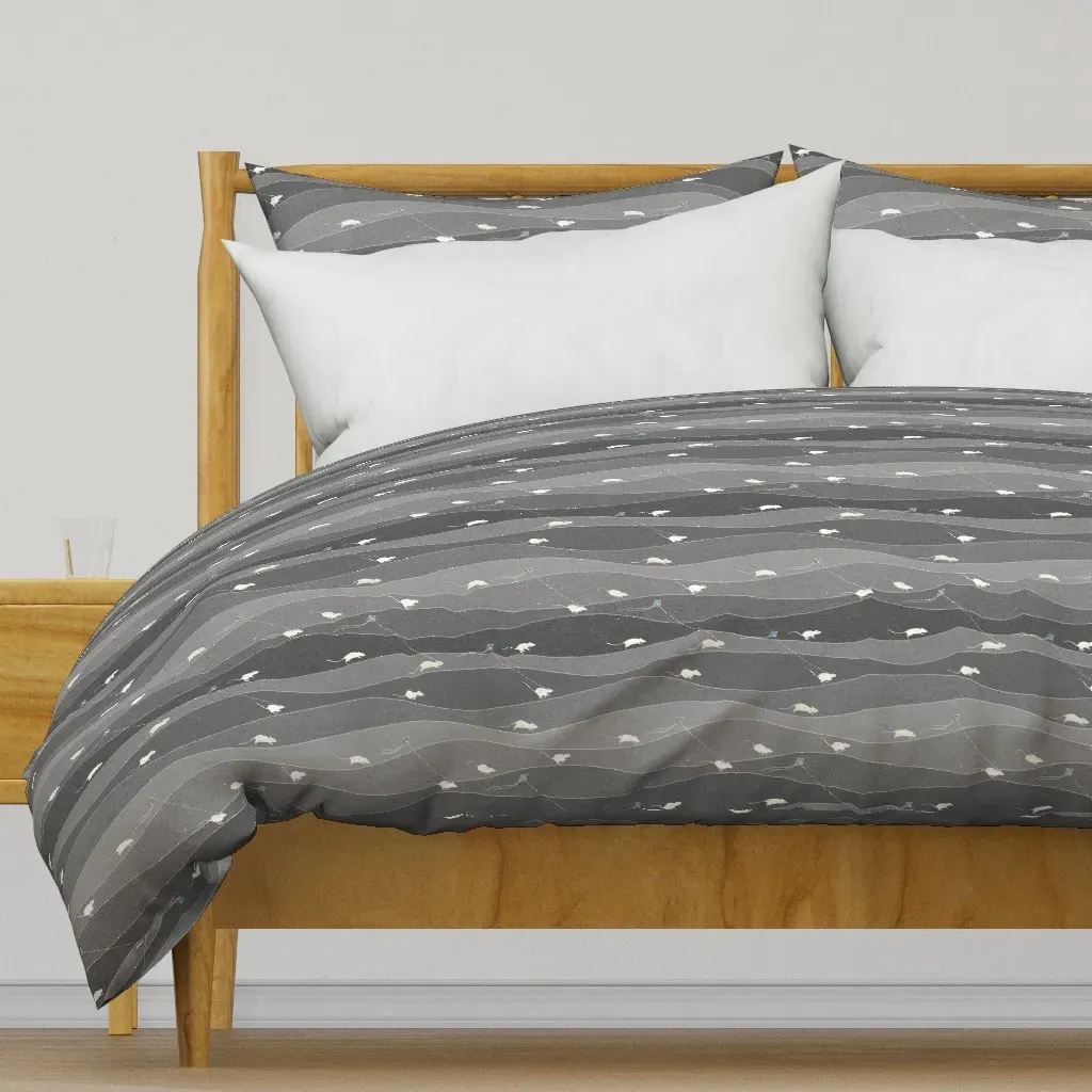 Rats Love Kites Grayscale Duvet Cover - Gray product