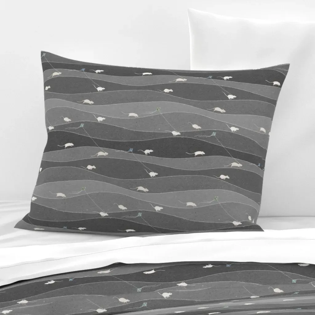 Rats Love Kites Standard Knife Edge Cushion Cover - Gray, Cotton Sateen product