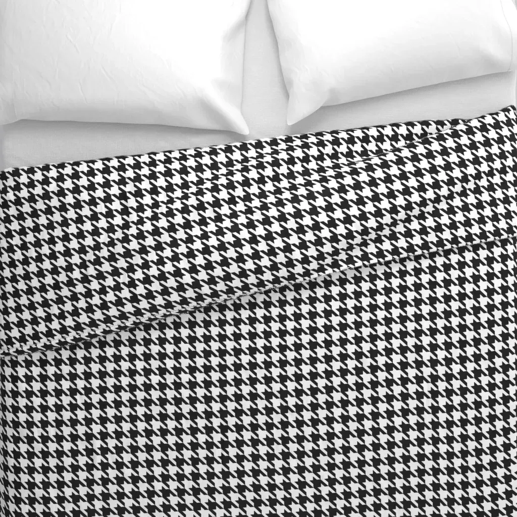 Raven Black Houndstooth Duvet Cover - Black alternate view